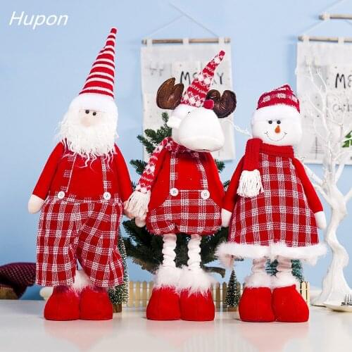Big Size Christmas Dolls Retractable Santa Claus/Snowman Toys Xmas Figurines Christmas Gift for Kids Red Christmas Tree Ornament
