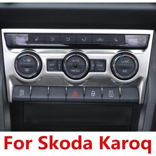 Car Styling Car Air Conditioning Knob Frame Car Styling For Skoda Karoq 2017 2018 Central control interior refit stainless steel