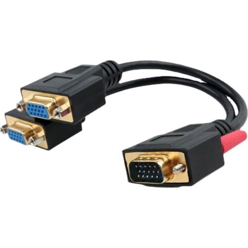 VGA Splitter 1 Male to 2 Female 15-Pin VGA Metal-Plated Splitter Suitable for Home Audio-Visual Equipment
