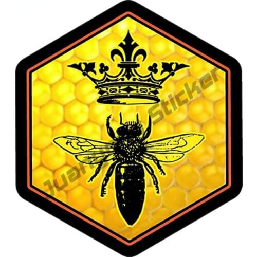 Waterproof Car Sticker Queen Bee Beehive Honey Crown Creative Decals for SUV Window Truck Camper Decor Accessories PVC13x13cm