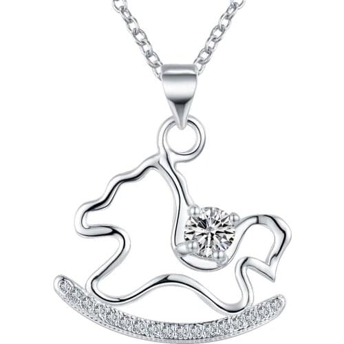 Contracted horse High quality 925 silver Fashion jewelry chains necklace pendant 2 color WN-761