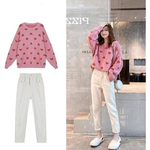 Womens Two-piece Casual Knitted Short-sleeved Pants Spring and Summer Printed Beaded Pullover + Double Pocket Lace Pants Women