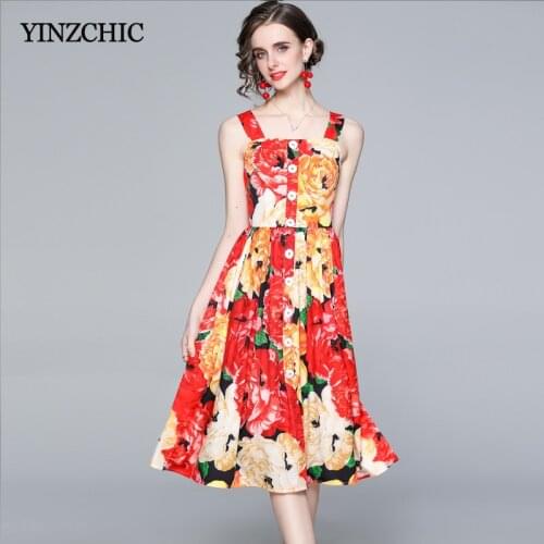Woman Summer Travel Dress Floral Printed Boho Mid Skirts Fashion Straped Ladies Beach Party Dress Slim A-line Vestidos Femme