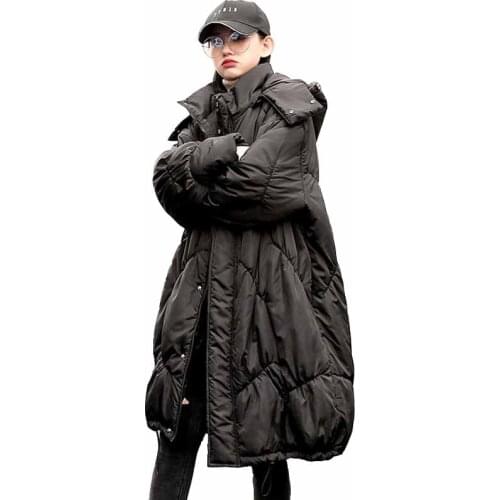 2020 Oversize Winter Parka Padded Coat Women Hooded Thick Warm Cotton Jacket Loose Long Cape Outwear Bust Size 140-155cm KW371
