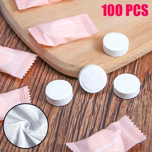 100pcs Portable Nonwoven Travel Compressed Towel Dry Compressed Disposable Face Towel Hotel Mini Face Care Magic Towel