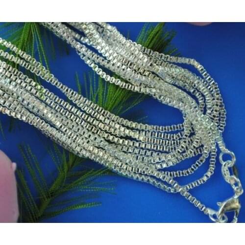 2016 Hot venta N925 estampado plateado plata 1 mm delgada caja collar de cadena de 40 - 60 cm para colgantes todos los tamanos