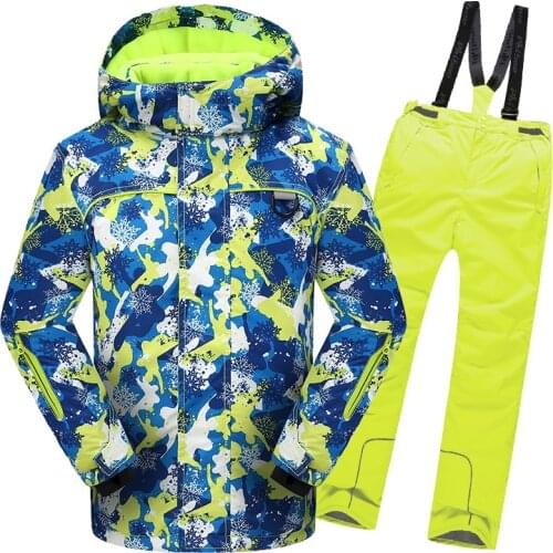 2021 Winter Boys Ski Suits Windproof Kids Snow Sets Hooded Flecce Children Clothing Sets Outdoor Jackets Pants Skiing Sportwear