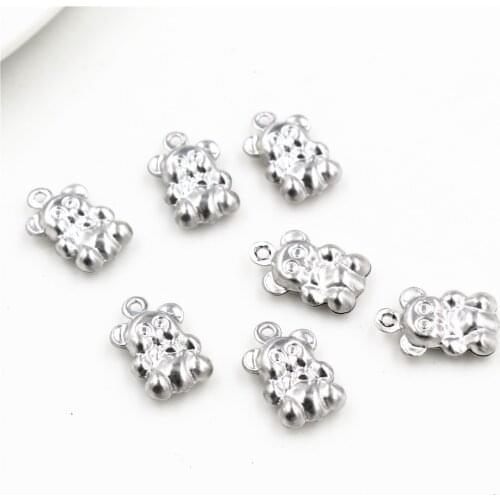 30pc/lot 13x8mm Bear Charms 316 Stainless Steel Bear Cute for necklace pendant charms diy jewelry making-Q3-23