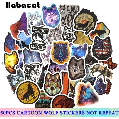 50 Pcs/Pack Cartoon Animal Wolf Graffiti Stickers For car Phone Laptop Motorcycle Skateboard Guitar Diary Scrapbook Children Toy