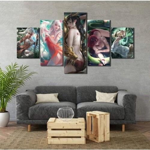 5D DIY Embroidery diamond cross stitch Game anime sexy girl full square, round diamond painting Mosaic decoration 5 pieces A1269