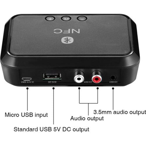 Bluetooth 4.1 Receiver NFC USB Disk Music Reading Stereo Wireless Adapter 3.5mm AUX RCA Car Speaker Bluetooth Audio Receiver