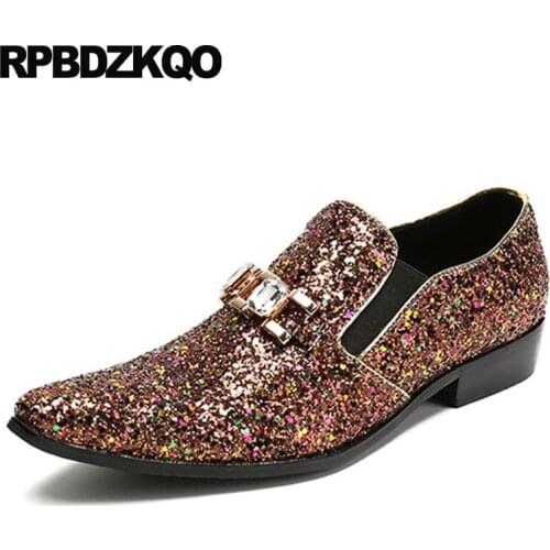 Large size 47 glitter brand italian prom Italy dress cow leather designer shoes men high quality 11 rhinestone wedding sequin