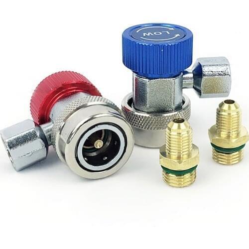 High Low Quick Coupler Connector Adapters R134A Type AC Manifold Gauge Auto Set for A/C Manifold Gauge Brass Adapter