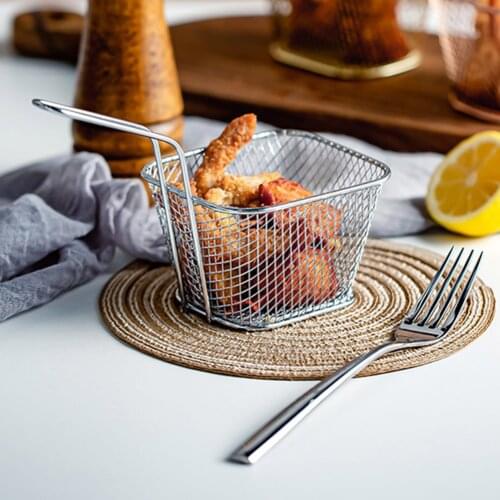 Home Mini French Fries Baskets Strainer Basket Kitchen Portable Snack Cooking Stainless Steel Chip Chicken Deep Fry Basket