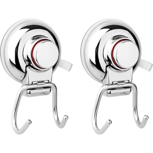 Double Hooks Super Strong Seamless No Drilling 304 Stainless Steel Vacuum Cup Suction Cup for Shower Kitchen Bathroom