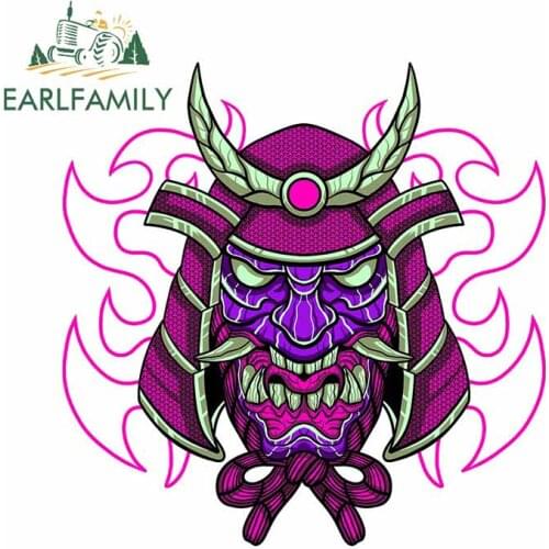 EARLFAMILY 13cm x 12.7cm Car Stickers for Japanese Samurai Head Graphics Auto Vinyl Decal Suitable for Motorcycle Trunk Decor