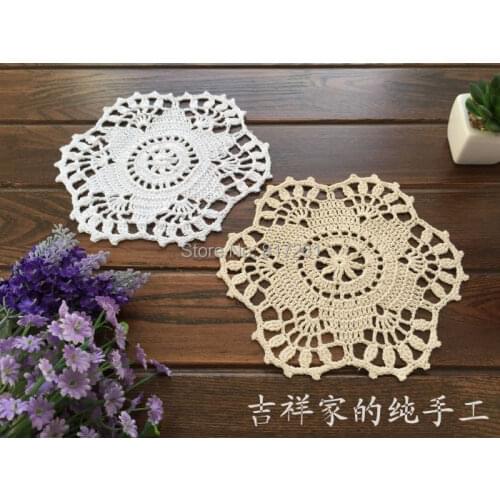 European cotton crochet lace felt for home decor 12 pic/lot 18cm Round doilies for dinning table cotton coaster cup pads tablema