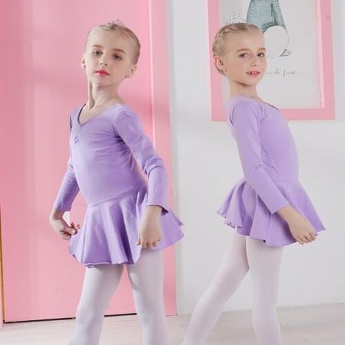 Toddlers Gymnastics Leotard Long sleeve Body Ballet Dance One-piece Dress Costume For Teens Children Chinese Dance Practice Suit
