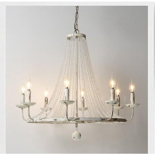 American country retro wrought iron living room dining room chandelier French atmosphere creative bedroom crystal chandelier