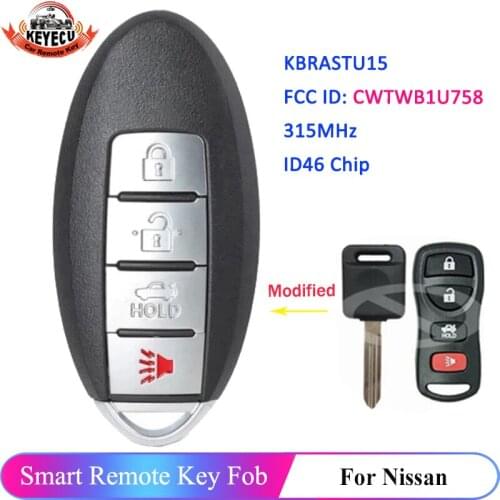 KEYECU KBRASTU15 CWTWB1U758 Modified Car Remote 4 Button 315MHz ID46 Chip for Nissan Sentra 350Z Armada Altima Maxima Smart Key