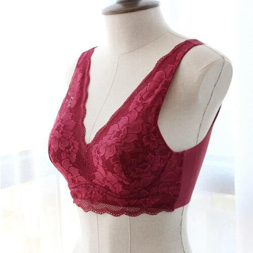 Woman Easy Comfort Plus Size Push Up Backless Bra Set Sexy Lace Push Up Non Padded Underwear Red Bralette Without Underwire