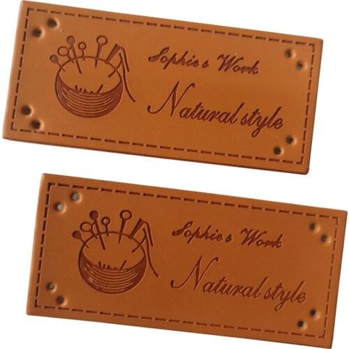 48Pcs Needlework Handmade Leather Labels For Clothing Hand Made Label For Luggage Gift Tags Handwork Sewing Tag For Clothes