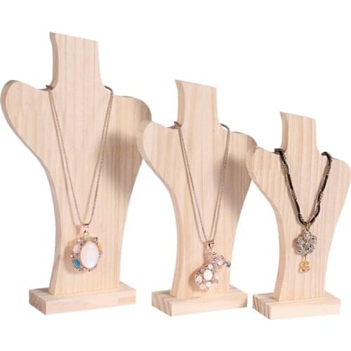 1Piece Natural Wood Mannequin Bust for Fashion Earrings Necklace Shop Window Jewelry Display Rack Stand Organizer Holder