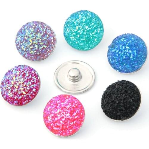 Fashion beauty 10pcs mixed Colorful Round Dome Resin gloss surface 18MM snap buttons fit snap bracelet snap jewelry NS0026