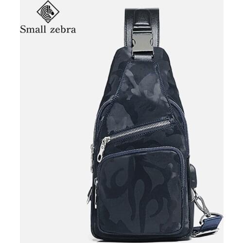 Mens 7.9 inch iPad Chest Bags Splashproof Oxford Cross Body Travel Small Bags Casual Camouflage Black Blue Male Bags