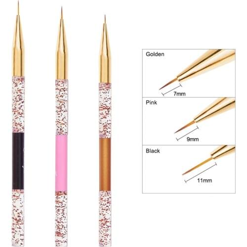 3pcs Nail Art Liner Painting Pen Brushes Set Professional Practical 3d Tips Stripe Line French Design Nail Brushes