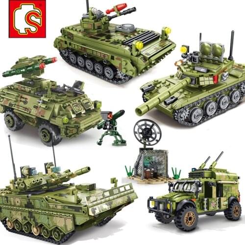 Sembo Military vehicles model kit swat team tank plane Aircraft Soldiers minifig building blocks DIY brick kids toys World war 2