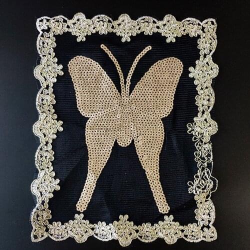 Large Butterfly Patch Diy Clothes Stickers Gold Sequins Biker Badge Sew On Patches For Clothing Strange things Christmas gift