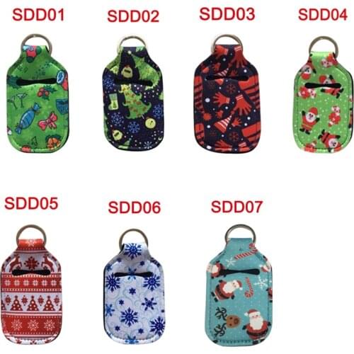 Christmas style Neoprene Keychain Holder Party Holiday Gifts 30ML Sanitizer Bottle Holder Keychain Bags