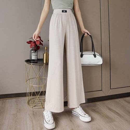 New Korean version of high waist slim Antistatic pants loose chic mop the floor thin wide leg casual pants women