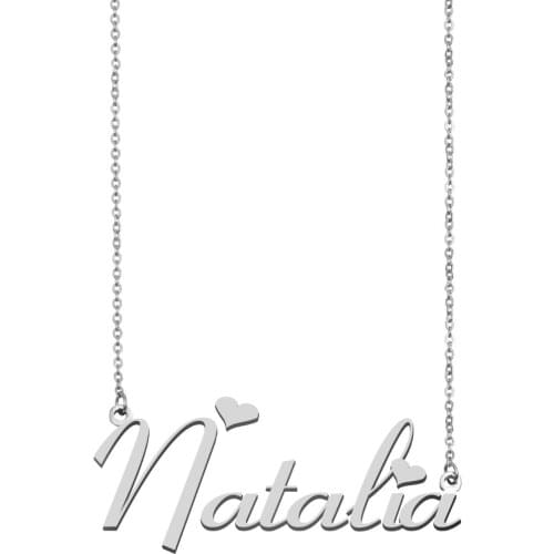 Natalia Name Necklace Personalised Stainless Steel Women Choker 18k Gold Plated Alphabet Letter Pendant Jewelry Friends Gift