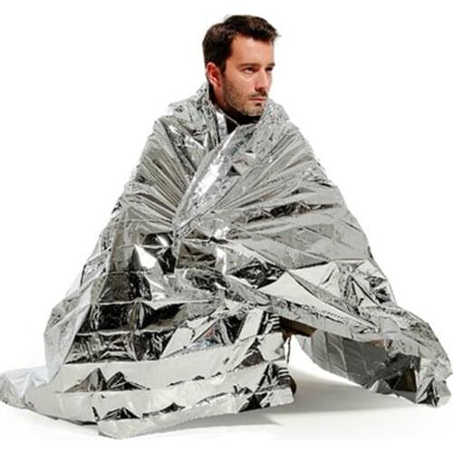 Portable Waterproof Emergency Space Rescue Thermal Foil Mylar Blankets Silver 1.3 x 2.1m survival tools