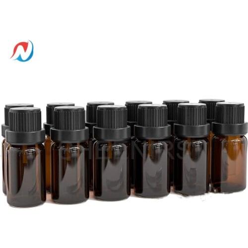 Sheenirs 10pc 10ml Empty Essential Oils Amber vials Bottle with Orifice Reducer tamper proof cap DIY Perfume Aromatherapy Bottle