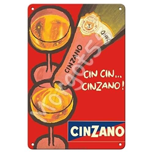 Cinzano - Asti Spumante - Italian Sparkling Wine - Advertising Poster c.1970 Metal Tin Sign for bar club kitchen coffee decor