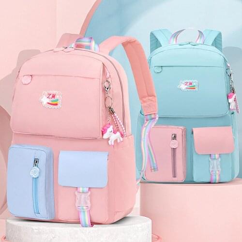 Children Lightweight School Bags For Kids Orthopedic Backpacks Girls Pink Princess Waterproof Book Bag Primary Multi-Pocket Sac