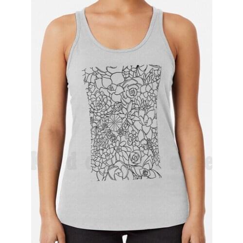 Succulent Garden Tank Tops Vest Sleeveless Succulents Plants Line Art Simple Flora Perl Von Nurnberg Echeveria Cactus