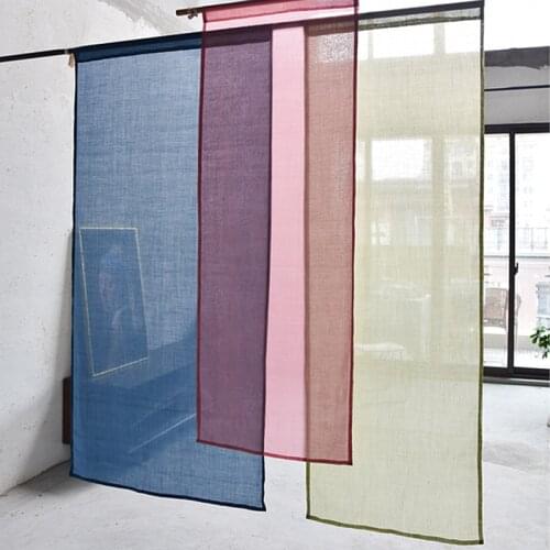 Japanese-Style Faux Linen Curtains Textured Summer Curtain Rod Pockets French Patio Sliding Ramie Doors Semi Sheer Drapes TJ3414
