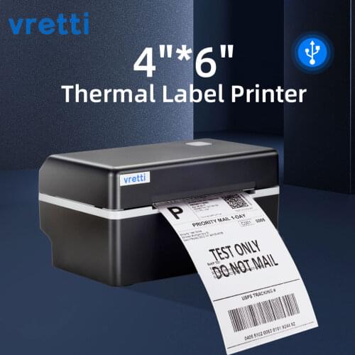 Vretti D4602B 4 Inch Shipping Label Barcode Printer 26mm t0 118mm Thermal Printer USB Bluetooth Port Printer support IOS/Android