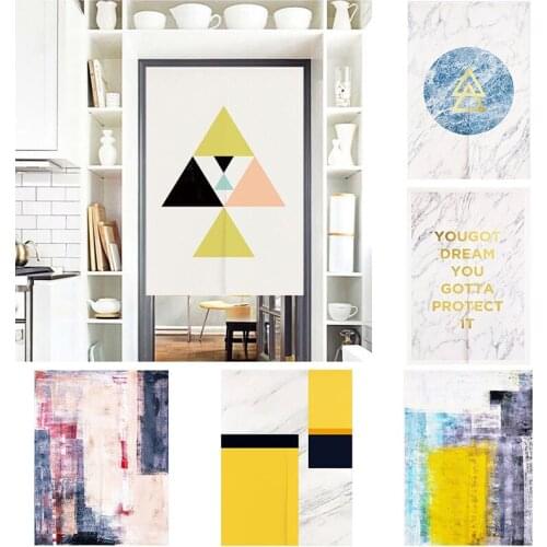 Geometric Fabric Cotton Linen Curtain kitchen Half Panel Curtain Bedroom Door Curtain Home Decoration Blackout Curtain