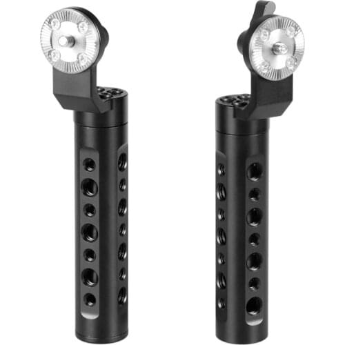 1pair 1/4" 3/8 inch Thread Aluminum Handle Grip w/ ARRI Rosette M6 Thumbscrew Knob for SLR Camera Cage Accessories Cheese Holder