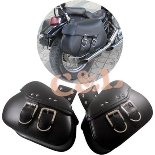 1Pair New Universal Black PU Leather Luggage Bags Motorcycle Saddlebags Saddle Bags Pouch Fit for Harley