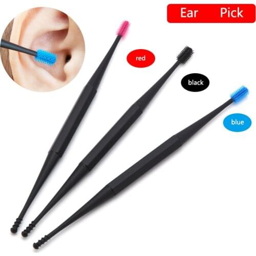 1pcs Soft Silicone Ear Pick Double-ended Earpick Ear Wax Curette Remover Ear Cleaner Spoon Ear Cleaner Spiral Design Swabs