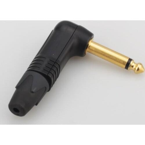 1Piece Neutrik 24K Gold Plated Right angle mono Jack 6.35mm Luxury Microphone Plug Speaker Connector 6.35mm Mono Plug Assembly