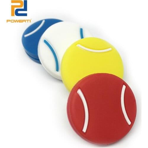 POWERTI 10 pcs/pack Tennis Racket Dampener Flat Ball Round Silicone Tennis Vibration Shocker Dampener