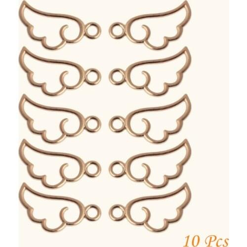 10Pcs Angel Wing Metal Frame Pendant Open Bezel Setting UV Resin Jewelry Charm Pendant Earring Necklace Jewelry Making