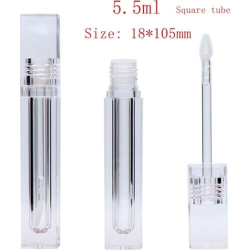 100pcs 5.5ML Empty Lipstick Tubes Square Transparent Crystal Lip Gloss Tubes With Wand Lip Gloss Tubes Clear bottles C015